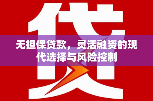 徽县无担保贷款，灵活融资的现代选择与风险控制