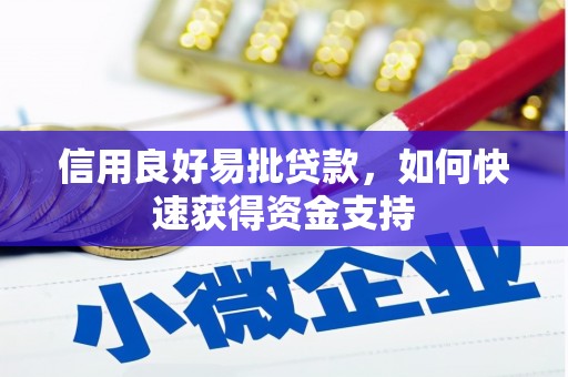 徽县信用良好易批贷款，如何快速获得资金支持